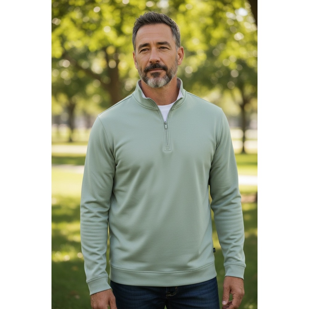 392 Kenneth Cole Golf Mens Quarter Zip Pullover Light Grey Heather KMB8SLGHE XL